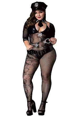 Еротичний комбінезон сітка BLACK POLICE OUTFIT XL/XXL Sex Aura Київ