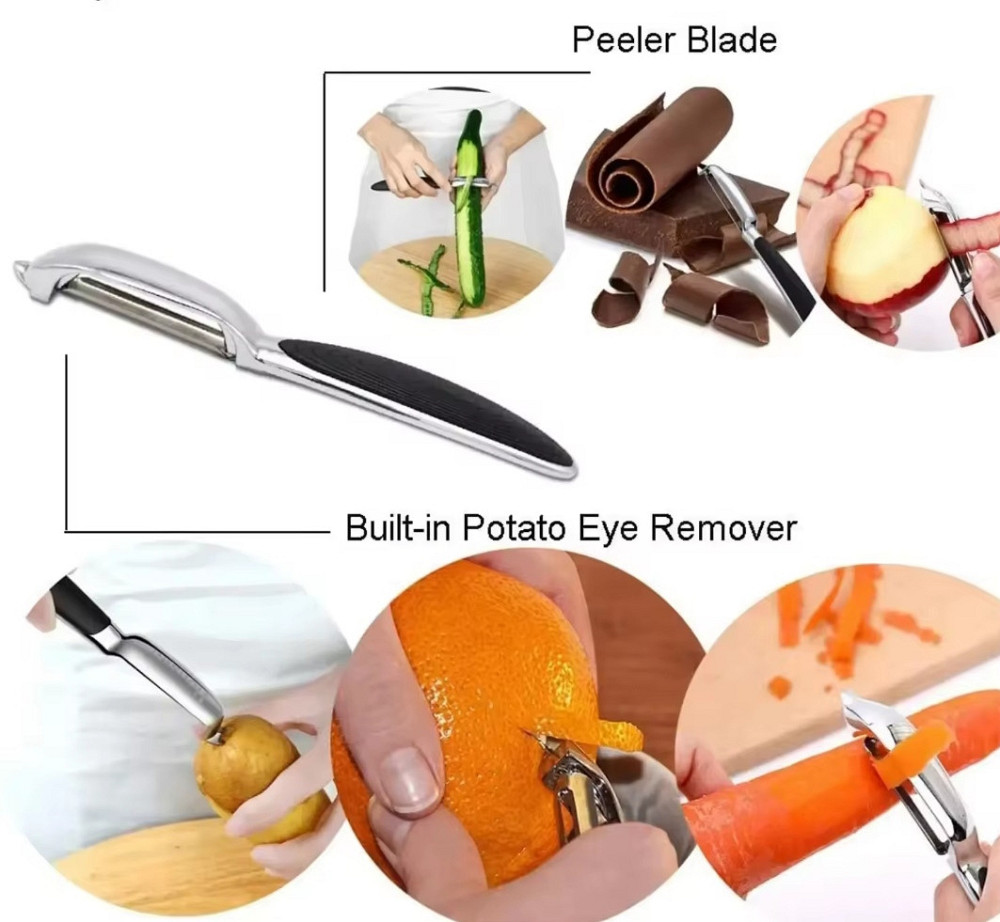 Овощечистка с нержавеющей стали у виде ножа 16 на 1,5 см серебристый Киев - изображение 3