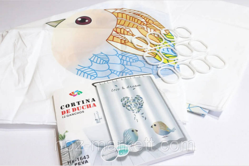 Штора в ванную силиконовая Эфиопия Птицы шторка для ванной 180 х 180 см Харьков - изображение 2