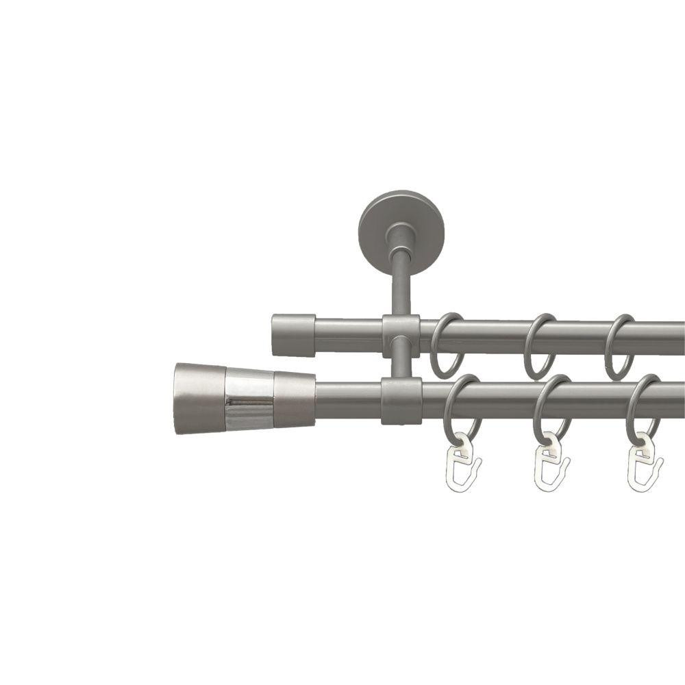 Карниз Orvit Валео металевий дворядний закритий гладка труба кільце металеве Сатин 16\16 мм 300 см (00-00022584) Львів - фото 1