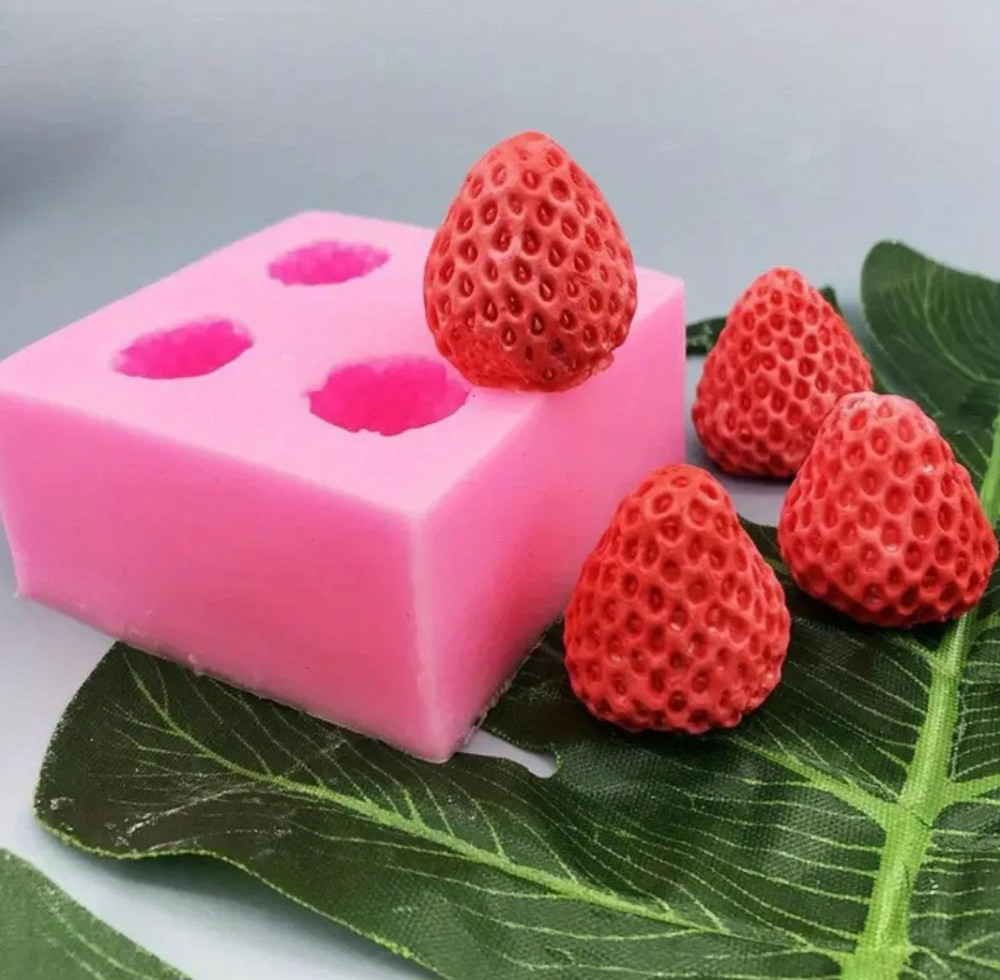 Молд силиконовый Клубника 50 на 50 мм розовый Киев - изображение 1