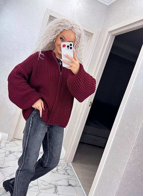 Кардиган вязаный с капюшоном на молнии толстовка Киев - изображение 4