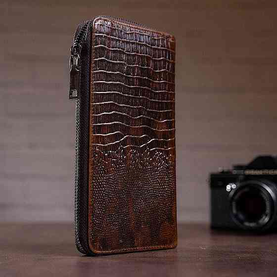 Мужской клатч с силуэтом каймана Коричневый (Vintage) Киев