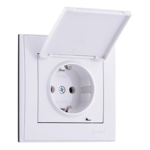 RAIN білий Розетка внутрішня із заземленням з кришкою Лезард Житомир