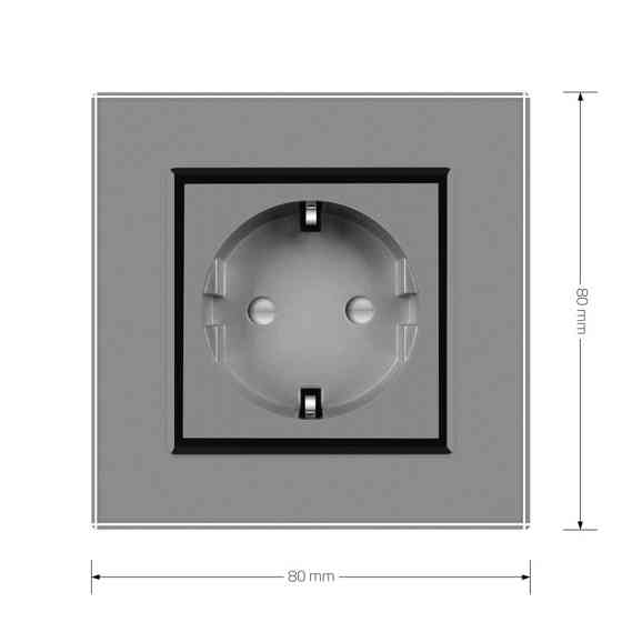 LIVOLO Електрична розетка з заземленням LIVOLO, сіра з чорною вставкою, шторки, скло, 250В 16А Коломия