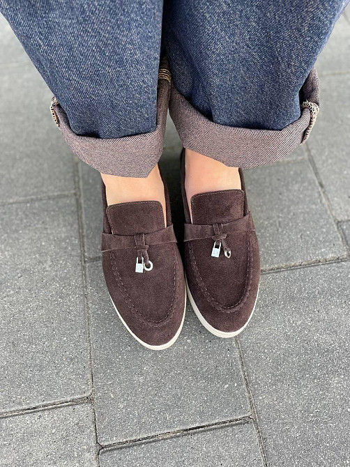 ALLSY Лоферы женские ALLSY коричневые натуральная замша плоская подошва размер 36-40 (340-3041- Коломыя - изображение 5