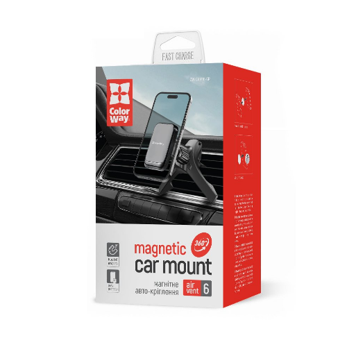 Тримач автомобільний для мобільного Air Vent-6 ColorWay CW-CHM16-GR магнітний сірий Житомир