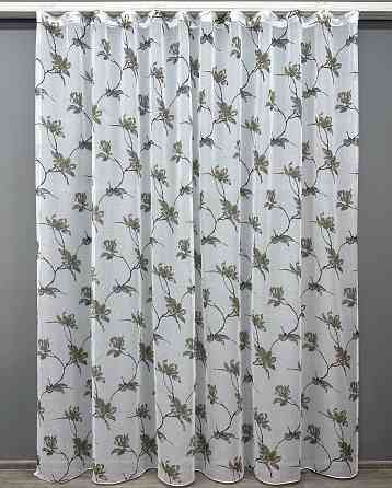 Тюль VR-Textil 1906т Flora Батист Белый с хаки 300х250 см (42-1125) Киев