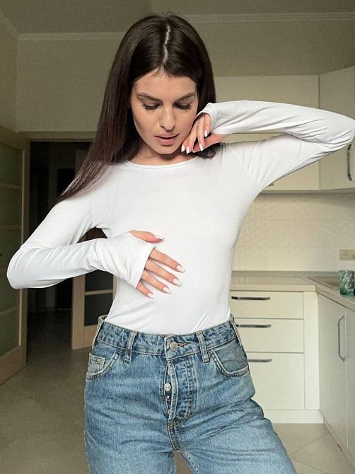 Женский базовый боди с длинным рукавом микродайвинг Белый, 42/44 Одесса - изображение 2