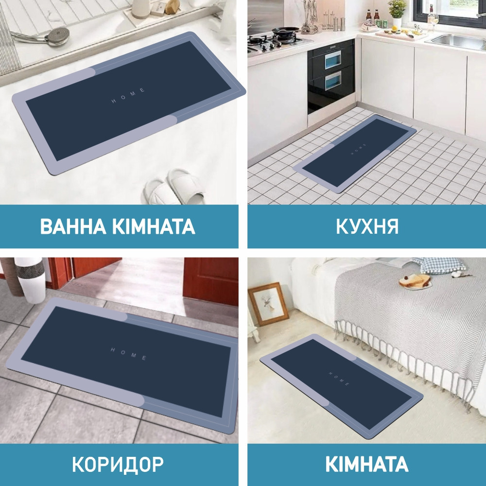 Набор диатомитовых ковриков для ванной и кухни Aquarius 50х80 см/50х120 см Графит Буча - изображение 7