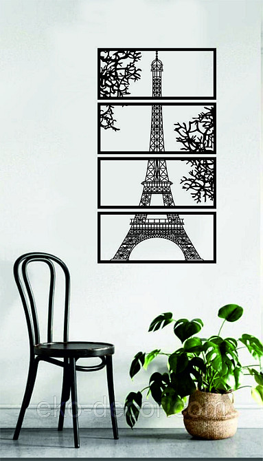 Панно  «Ейфелева вежа» Декор на стіну 90*162 см, Чорний Київ - фото 1