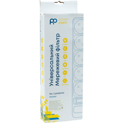 Мережевий фільтр живлення PowerPlant 5м, 5 розеток, євро, 100% мідь (JY-1056/5B) (EX610587) Вінниця - фото 3