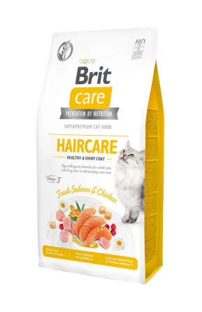 Сухий корм Бріт Brit Care Cat GF Haircare Healthy&Shiny Coat з лососем і куркою, 2 кг Вінниця