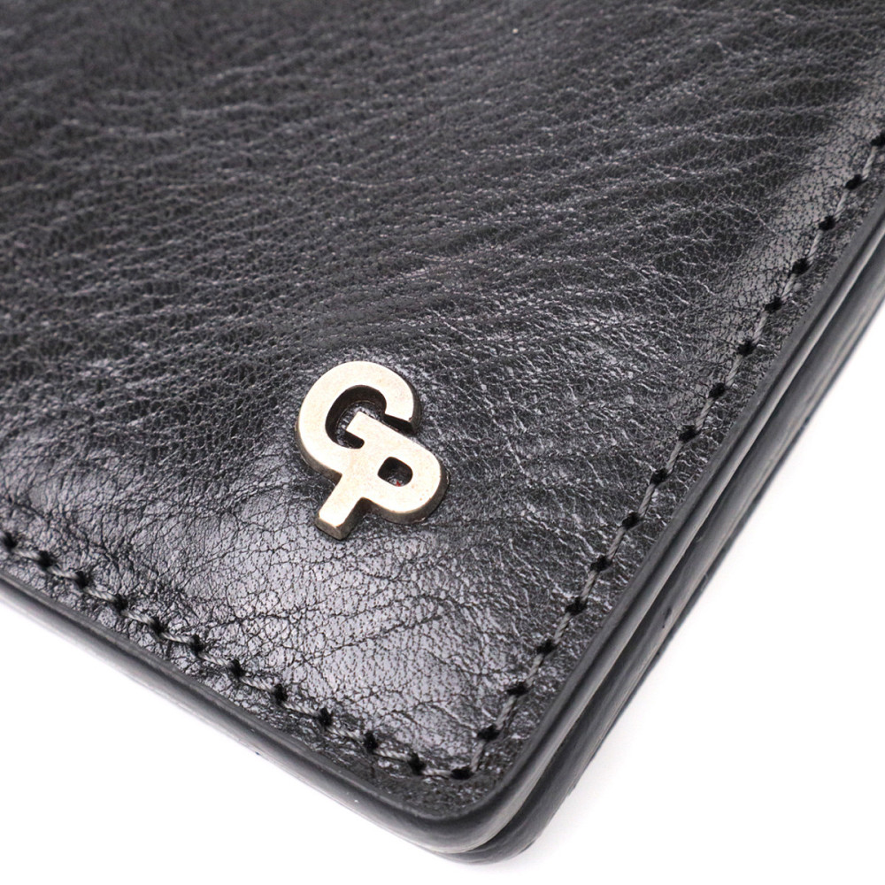 Стильне портмоне з накладною монетницею з натуральної шкіри Чорний (GRANDE PELLE) Київ - фото 10