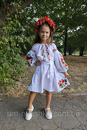 Плаття вишиванка біло-червоне з маками для дівчинки Кривий Ріг - фото 3