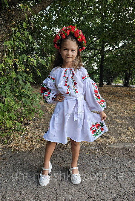 Платье вышиванка бело-красное с маками для девочки Кривой Рог - изображение 3
