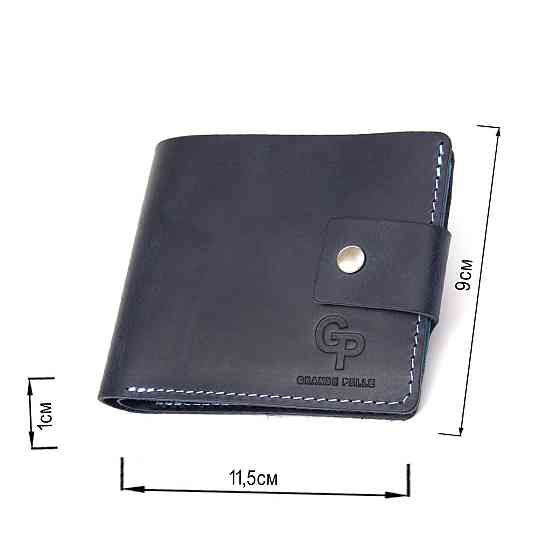 Мужское портмоне из натуральной кожи GRANDE PELLE 11461 Темно-синий Киев