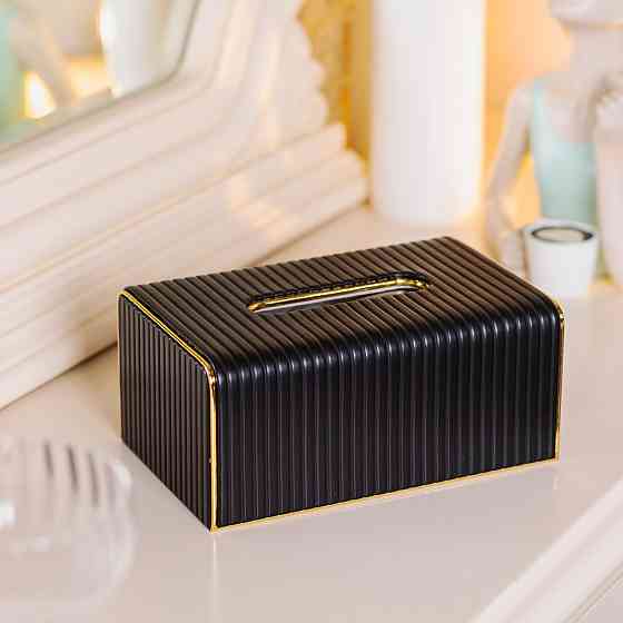 Салфетница из эко кожи 21.5х13х9 см органайзер для кафе и ресторанов Черный HP-3-203B Киев