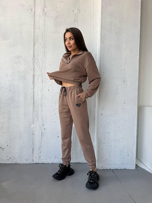 Женский повседневный костюм двойка: кофта и брюки двухнитка-петля Капучино, 54/56 Одесса - изображение 8