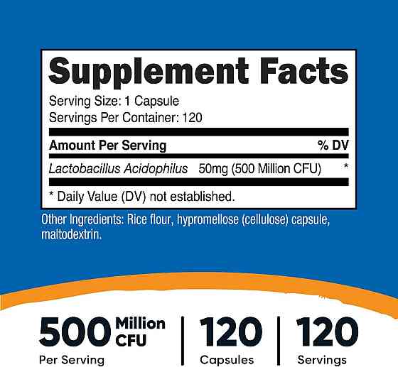 Lactobacillus Acidophilus, 50 mg (500 Million CFU), 120 Capsules Луцк