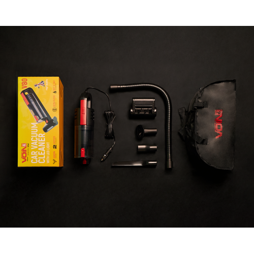 Пилосос VOIN V-80 120 Вт з турбощіткою, LED ліхтарем, для вологого та сухого прибирання з сумкою Харків - фото 3