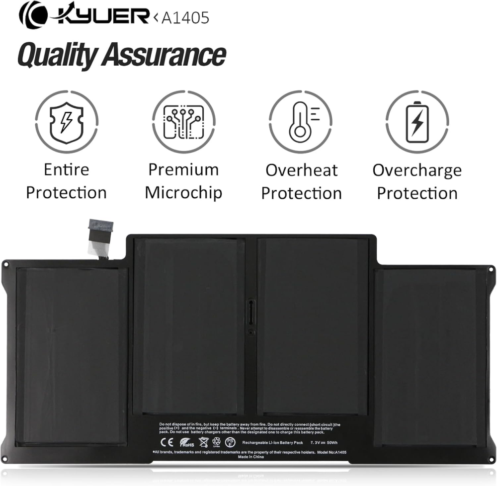 Акумуляторна батарея K KYUER A1496 A1405 A1377 для Apple MacBook Air 13" A1466 A1369 (2010-2017) 7200 мАг 7.6V 55Вт·год Київ - фото 8