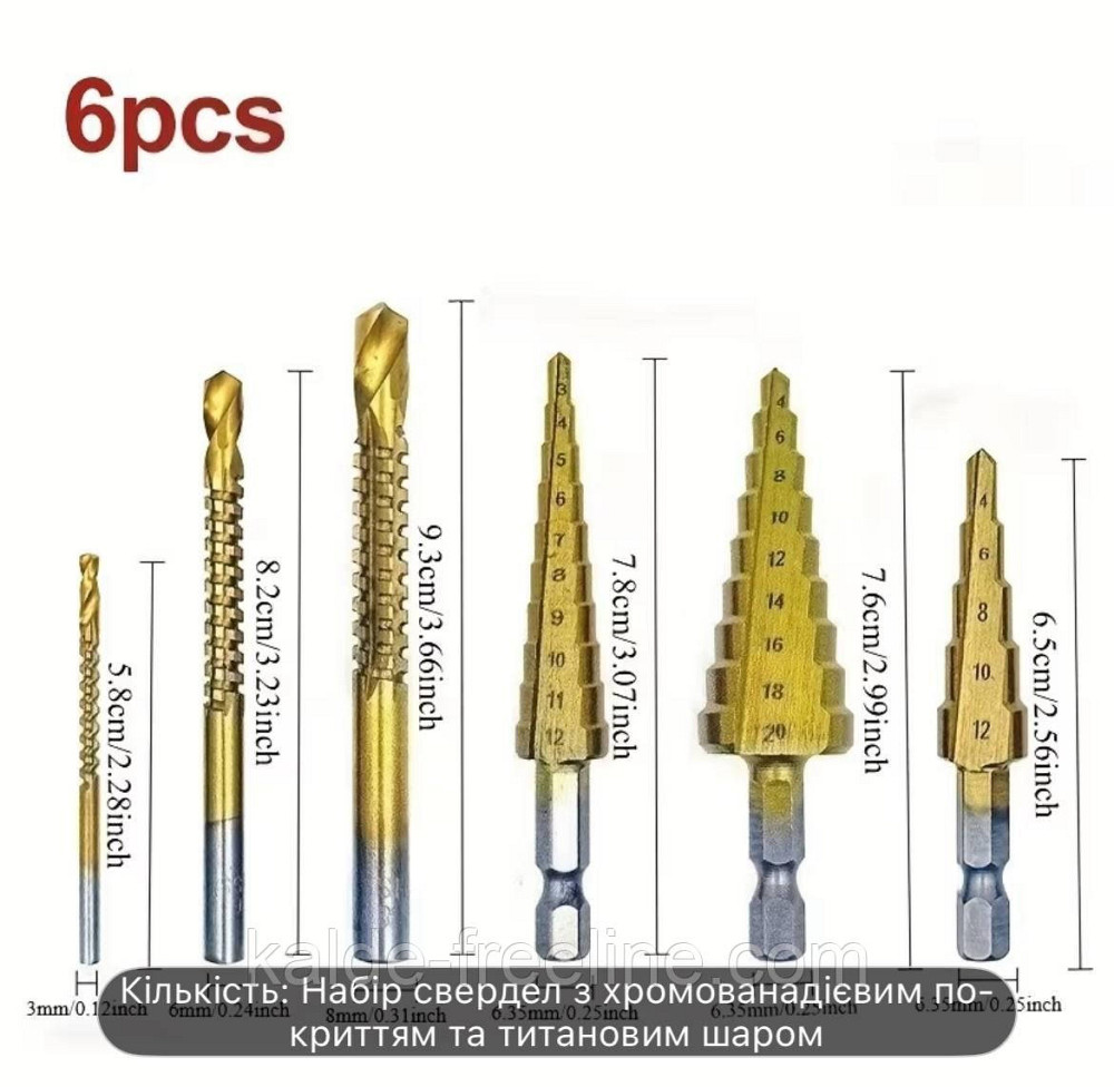 Набір ступінчатих свердл з титановим покриттям Харків - фото 3