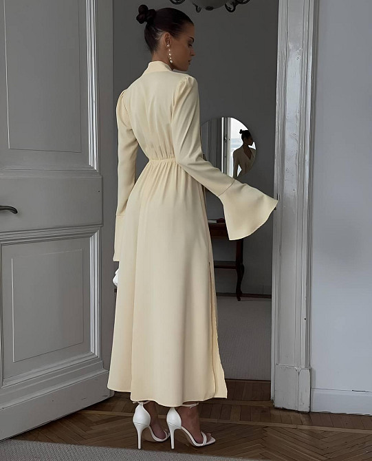 Жіноче романтичне приталене плаття костюмка Жовтий Одеса - фото 6