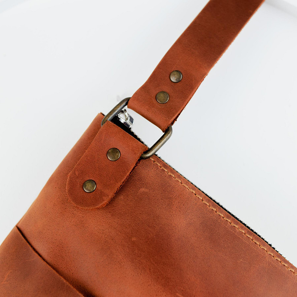 Сумка-месенджер з натуральної шкіри Crazy Horse, через плече (Світло-коричневий) Суми - фото 7