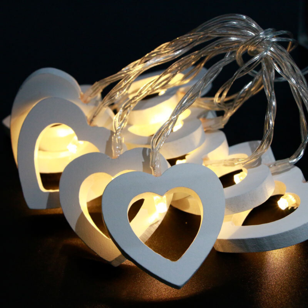 Гирлянда на батарейках деревянные сердечки Niki Light 20лед 3м тепло белый (Батарейки в комплекте) Киев - изображение 1