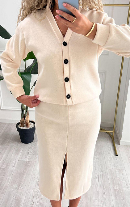 Жіночий неймовірний костюм кардиган + спідниця ангора в'язання на трикотажі Молочний, 50/52 Одеса - фото 7