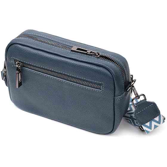 Интересная женская сумка кросс-боди из натуральной кожи Vintage 22297 Синяя Киев