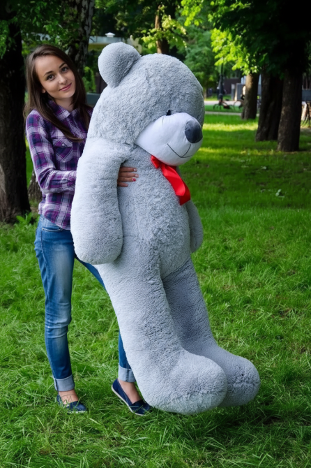 Плюшевий ведмедик М'яка іграшка Рафаель 160 см Сірий Тернопіль - фото 9