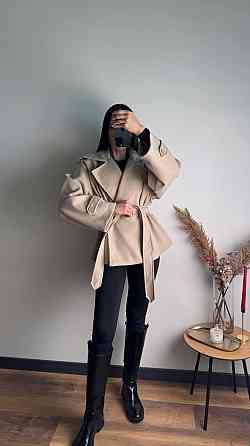 Стильний жіночий тренч-пальто з пальтової тканини без підкладки турецький кашемір світлий беж Одеса