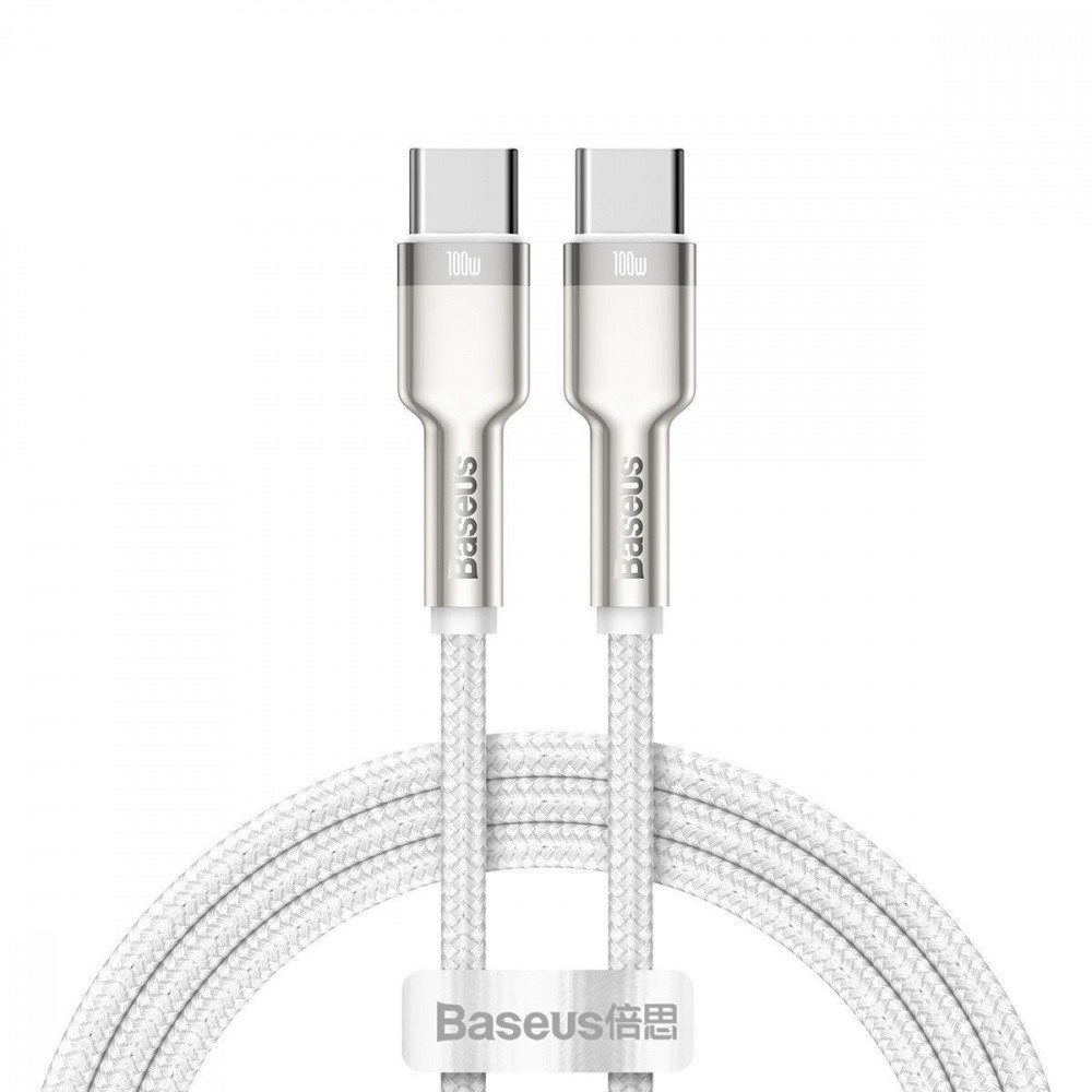 Кабель Baseus Cafule Metal Type-C to Type-C 100W 1м білий Львів - фото 1