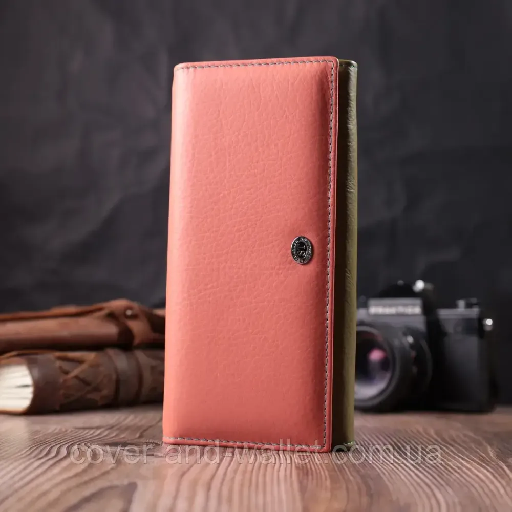 Модний жіночий гаманець на магнітах помаранчевого кольору ST Leather 014-1 Київ - фото 7