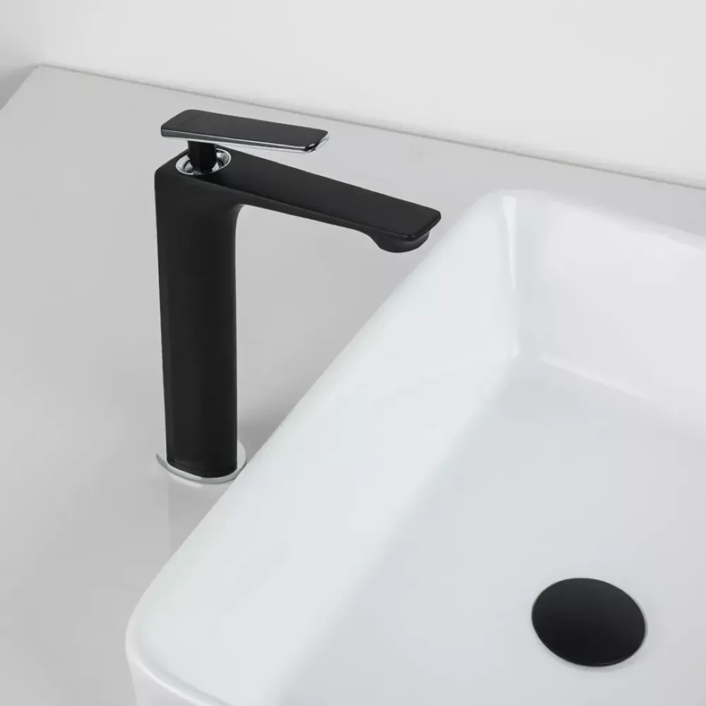 Смеситель для раковины высоки Frap F1057-2 черный/хром Киев - изображение 2