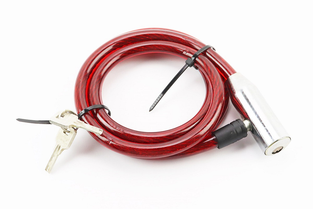 Замок металевий протиугінний тросовий 1500х12мм під ключ, різні кольори Київ - фото 1