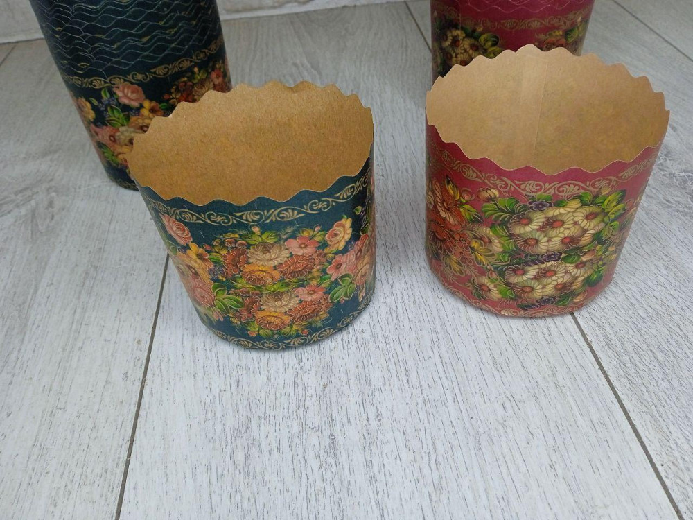 Форма паперова великодня для куличів 250 г 85×90 мм Жостове – форма для випічки, 50 шт Харків - фото 2