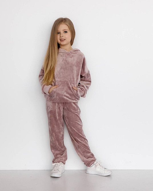 Дитячий велюровий костюм Кенгуру Пудровий 98-104 Харків - фото 1