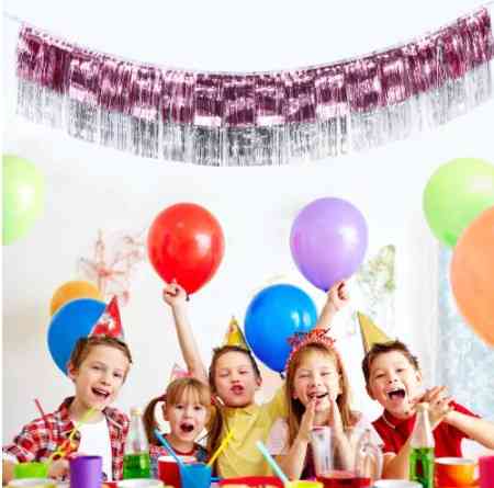 Гирлянда из дождика для фотозоны 175 на 35 см розово-серебристый Киев