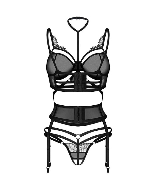 Комплект Obsessive Premisis Black 3-pcs crotchless set 2XL/3X Sex Aura Киев - изображение 3
