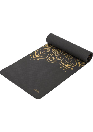 Йога-мат Queenfit Mandala TPE 5 мм черный с золотым Киев