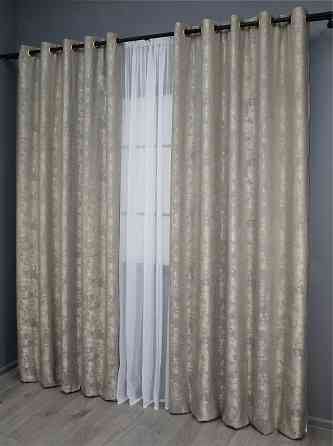 Комплект штор на люверсах VR-Textil Жакард Sultan XO № 1143ш 150х250 см 2 шт Капучино (37-0026) Київ