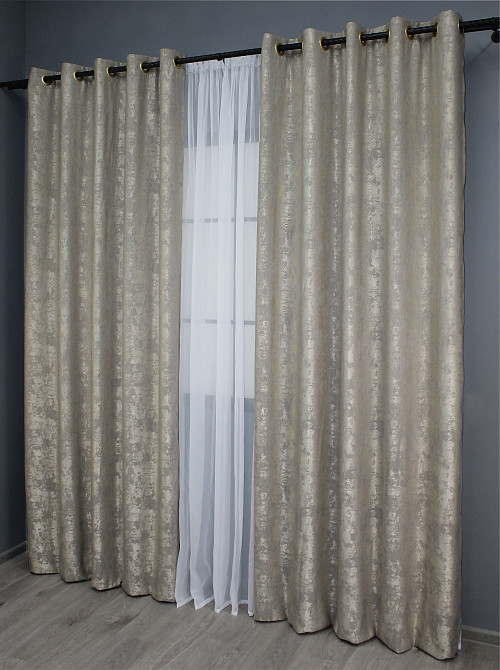 Комплект штор на люверсах VR-Textil Жакард Sultan XO № 1143ш 150х250 см 2 шт Капучино (37-0026) Київ - фото 5