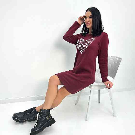 Теплое платье с принтом Romance батал Киев