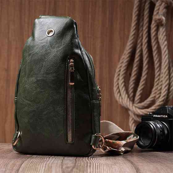 Сумка компактного розміру з однією лямкою через плече з гладкої екошкіри Vintage 22771 Зелений Київ