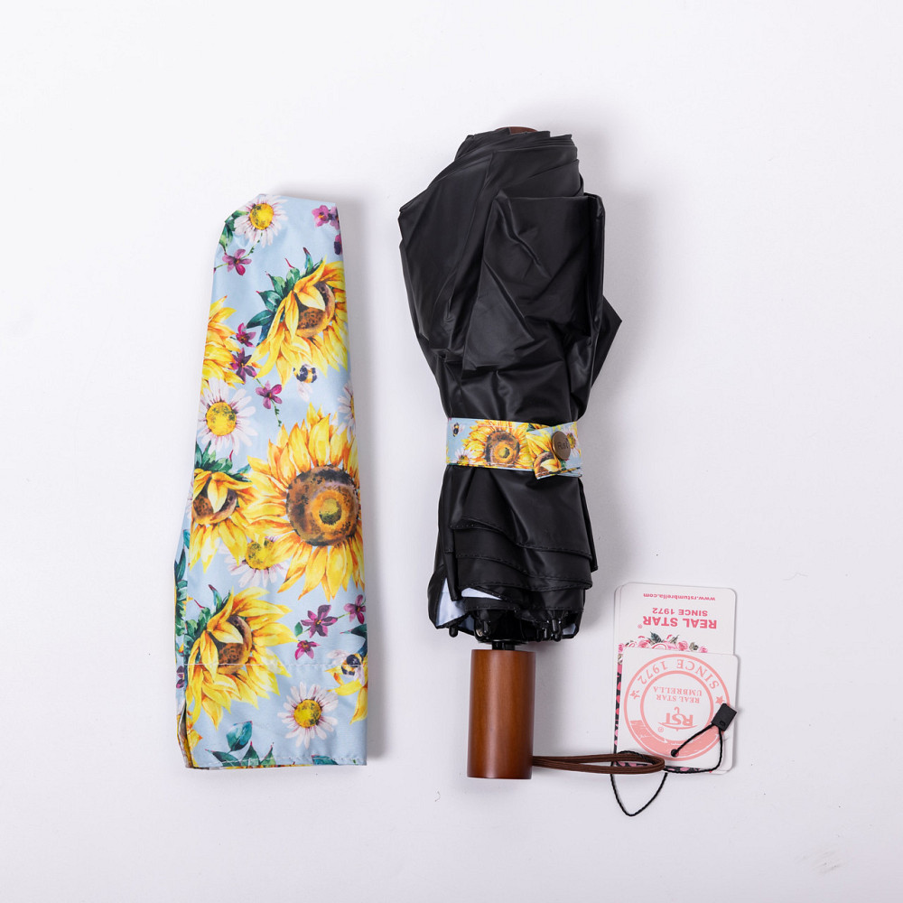 Парасолька механічна елегантна з принтом міцна надійна з поліестеру діаметр 100 см Жовтий HP-23-14Y Київ - фото 7