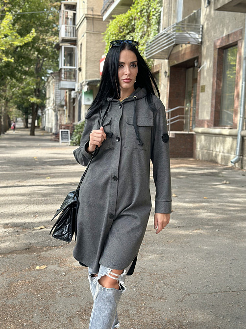 Женский кашемировый кардиган с капюшоном Dila батал Киев - изображение 7