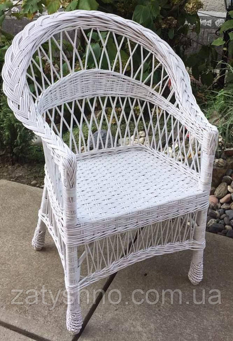 Крісло зручне біле плетене Київ - фото 2